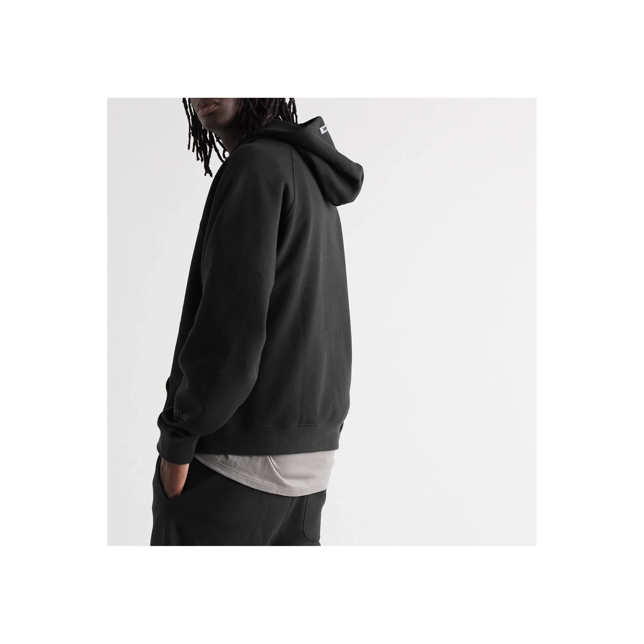 FEAR OF GOD ESSENTIALS 3D Silicon Applique Pullover Hoodie - Black - Image 3