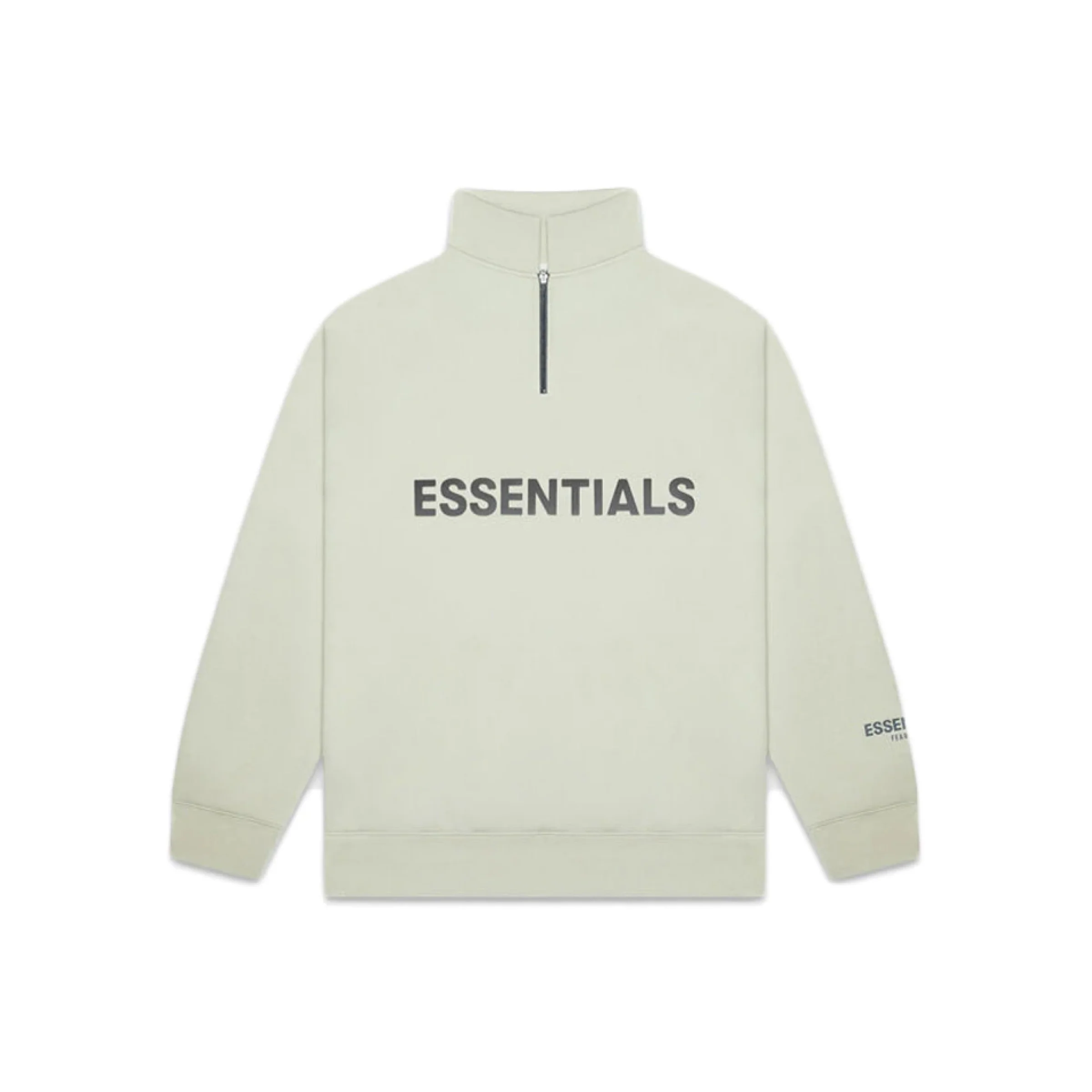 FEAR OF GOD ESSENTIALS 3D Silicon Applique Half Zip Pullover Sweater - Sage