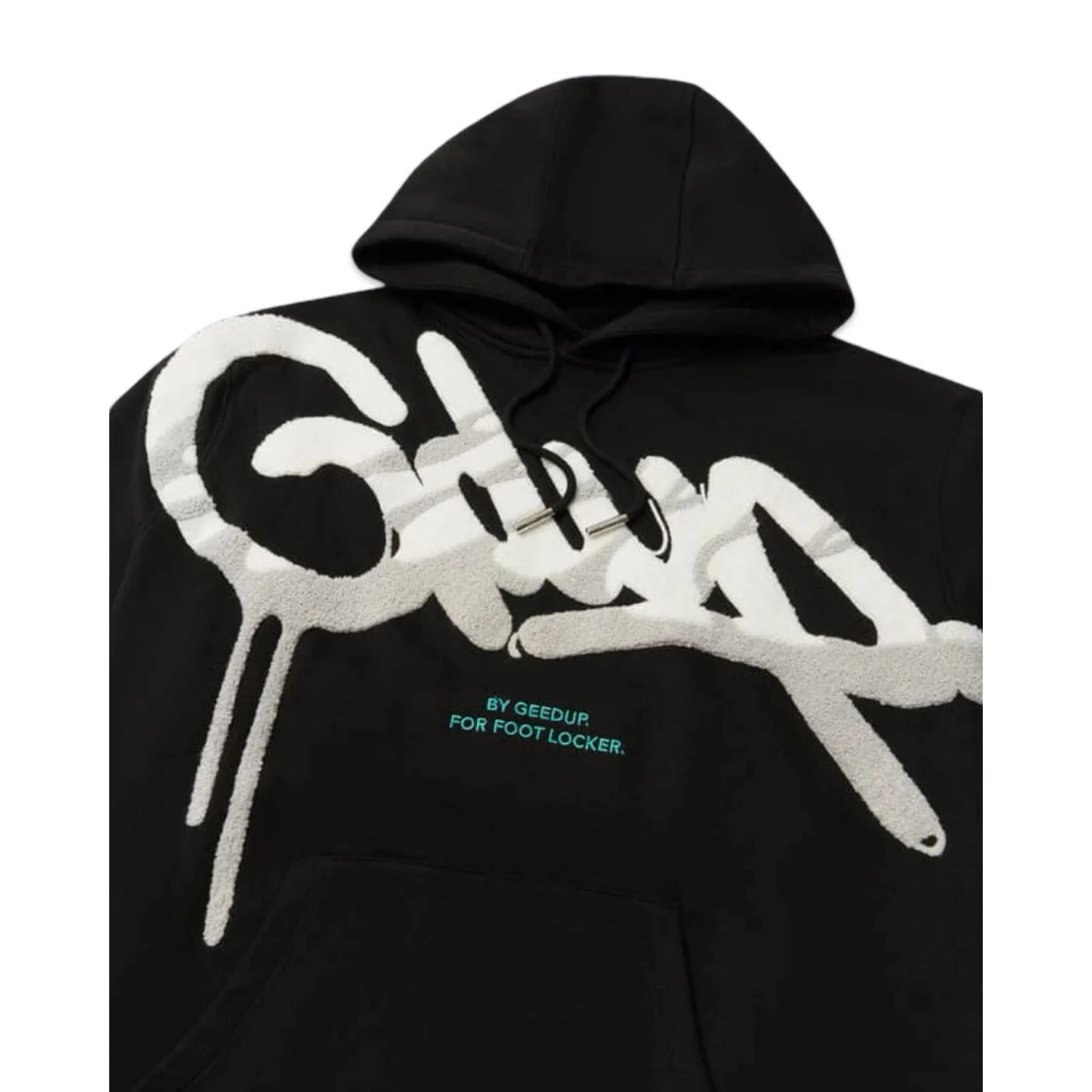 GEEDUP Handstyle x Footlocker Hoodie - Black/White/Grey - Image 2