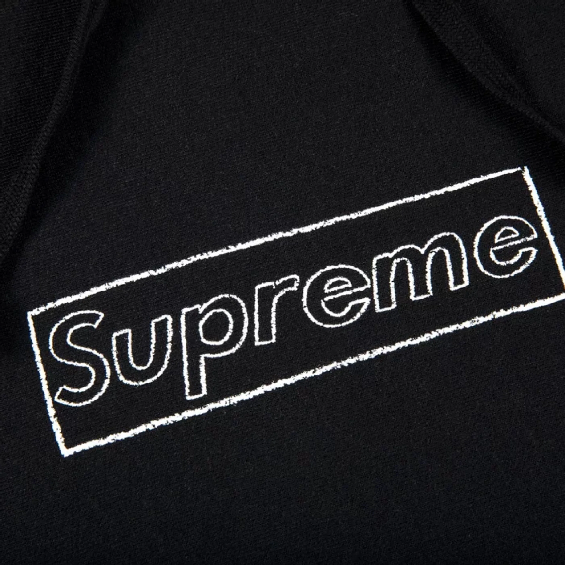 Supreme x KAWS Chalk Logo Hoodie - Black (SS21) - Image 2