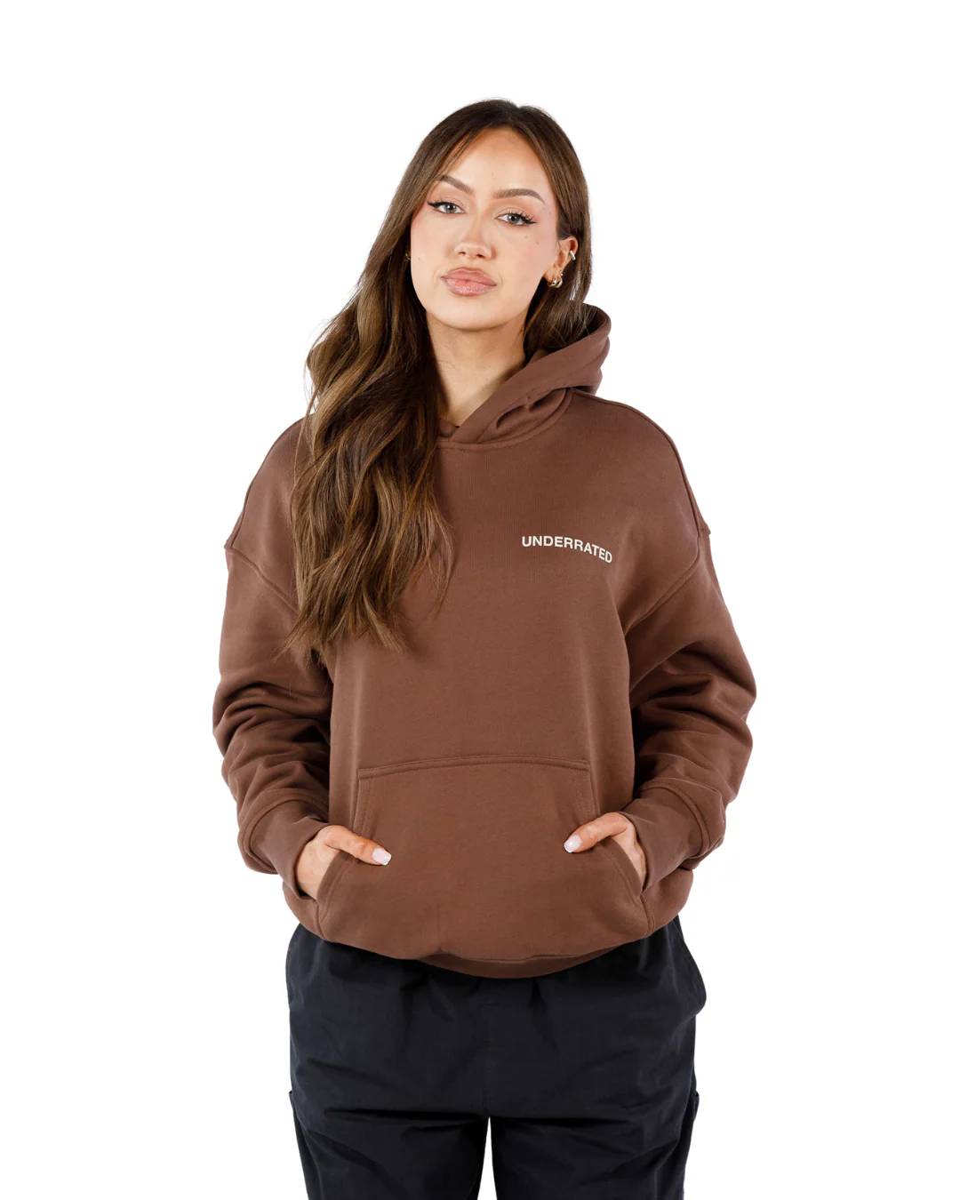UNDERRATED Classic Logo Hoodie - Brown - Image 3