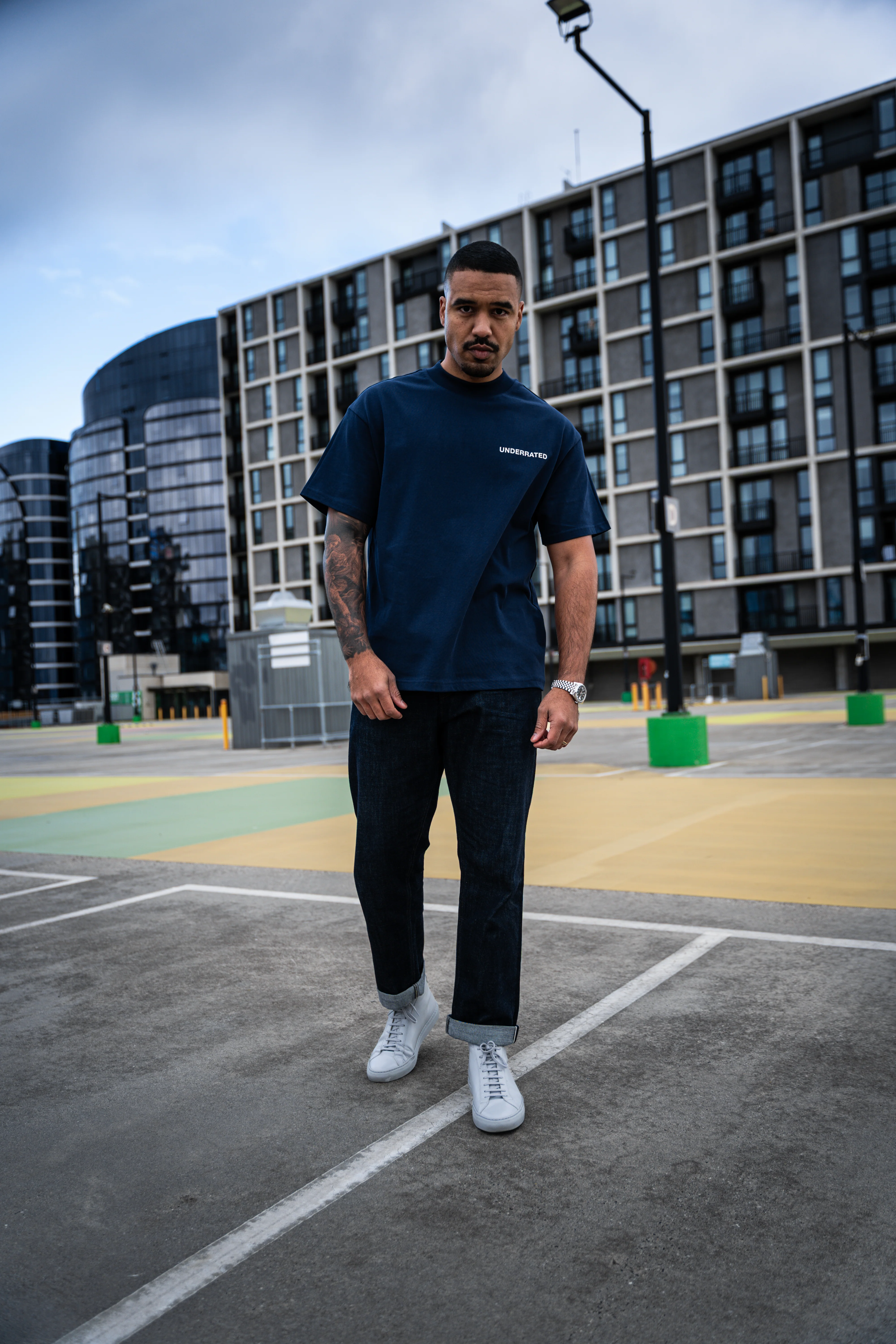 UNDERRATED Classic Logo T-Shirt - Navy - Image 3