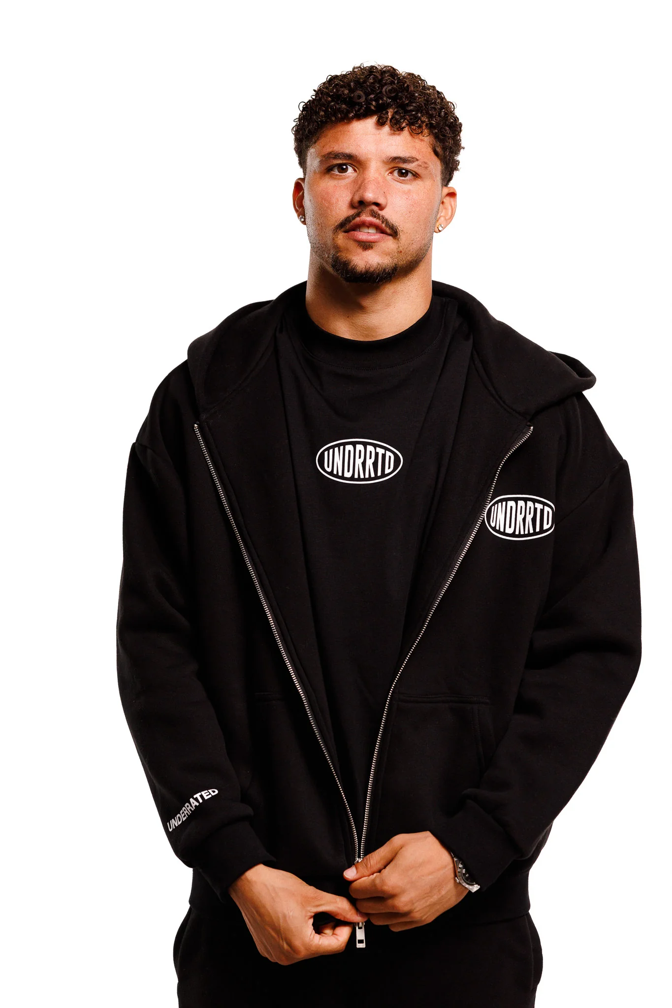 UNDERRATED Stamp Zip Hoodie - Black - Image 3