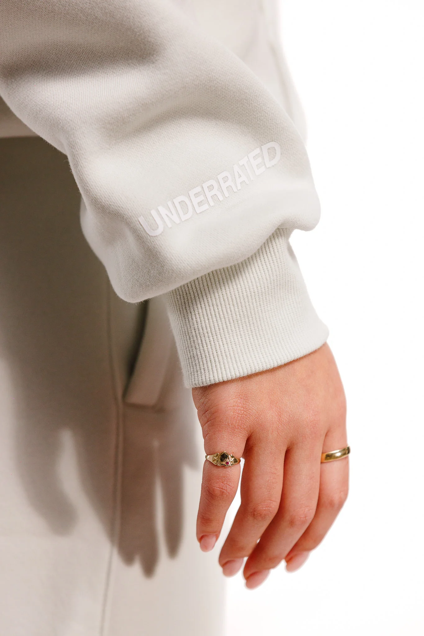 UNDERRATED Stamp Zip Hoodie - Light Bone - Image 10